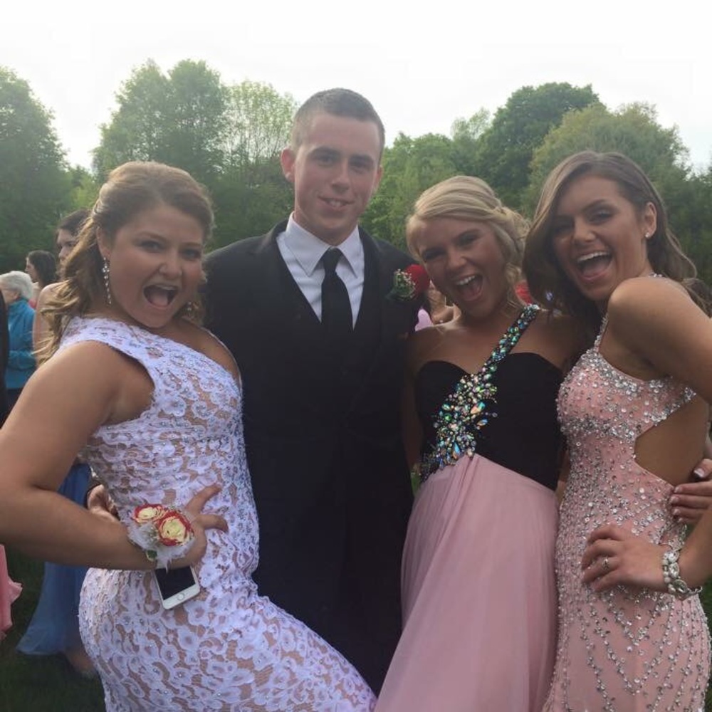 BLACK AND PINK JOVANI PROM DRESS